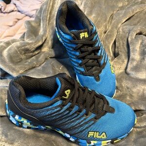Fila Vibrant Blue and Black Sneakers with Yellow Accents